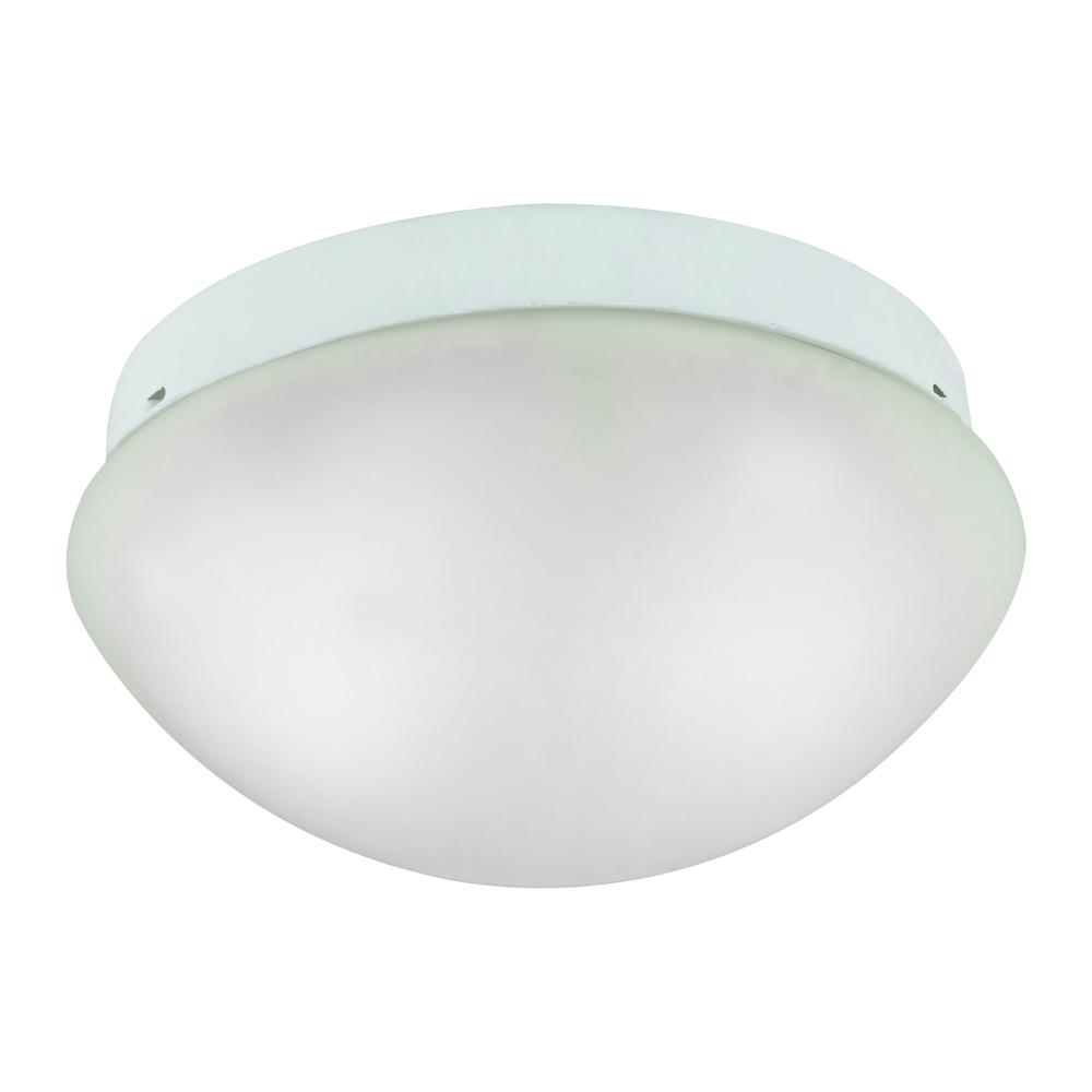 2 Light Mushroom Flushmount In White With Frosty White Glass. Picture 1