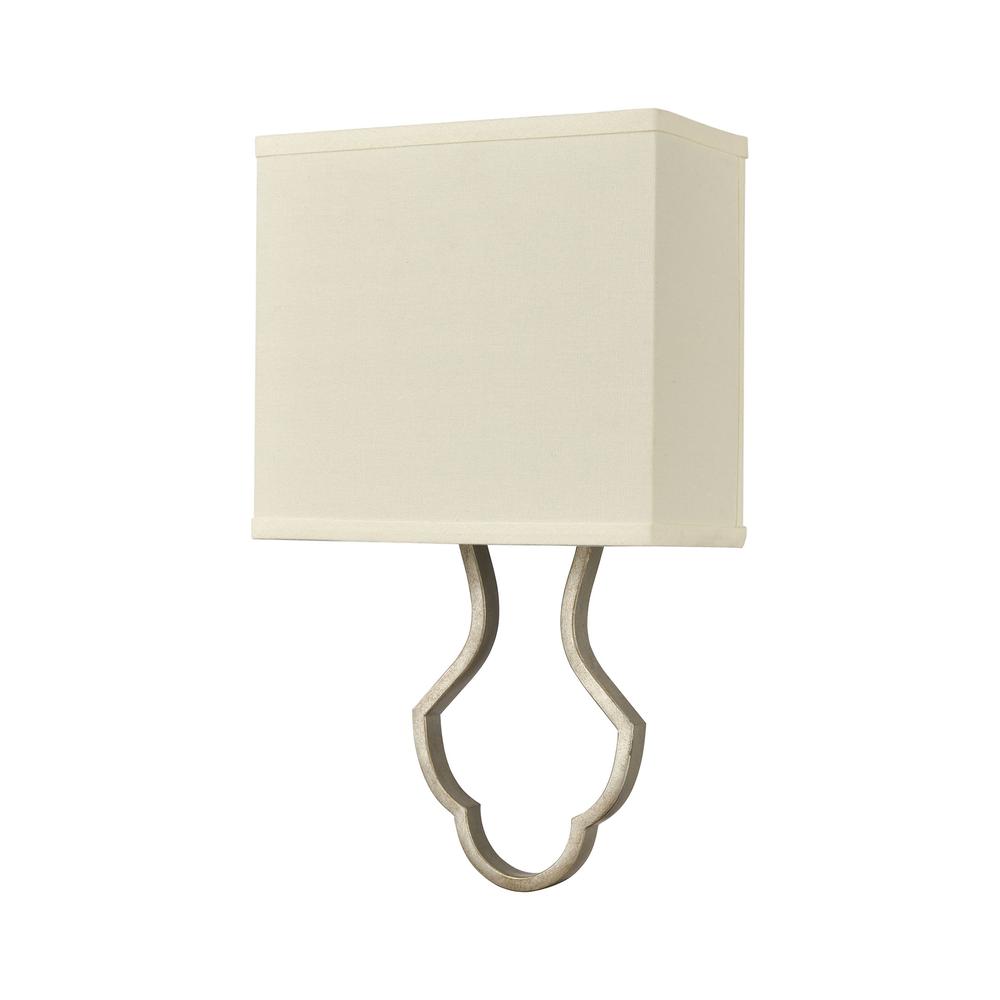 Lanesboro 1-Light Sconce in Dusted Silver with White Fabric Shade. Picture 2