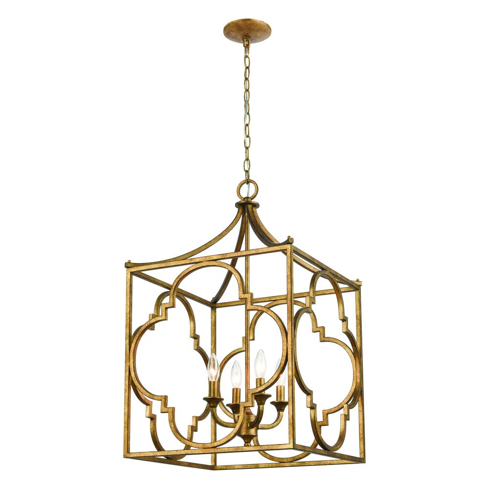 Wembley 4-Light Chandelier in Antique Gold. The main picture.