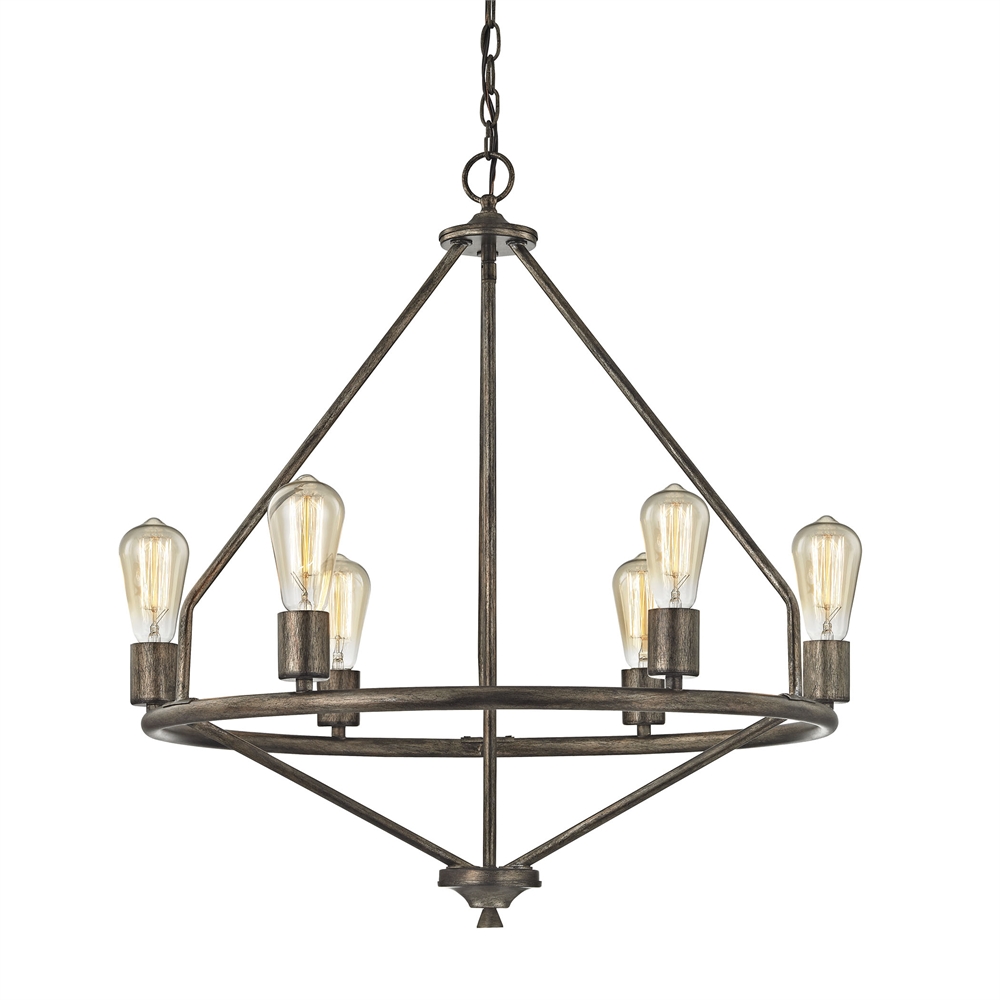 Galaway 6 Light Chandelier In Windswept Silver. Picture 1