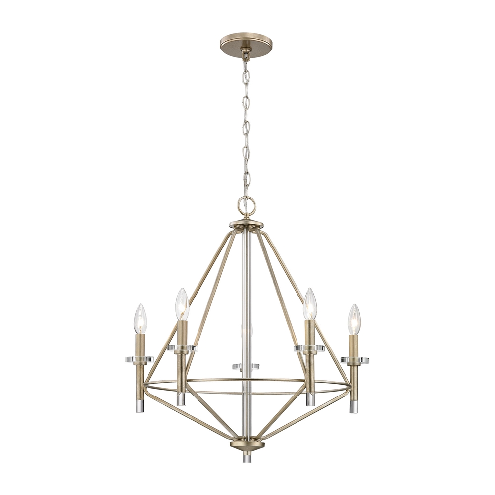 Lacombe 5 Light Chandelier In Aged Silver With Clear Glass Accents. The main picture.