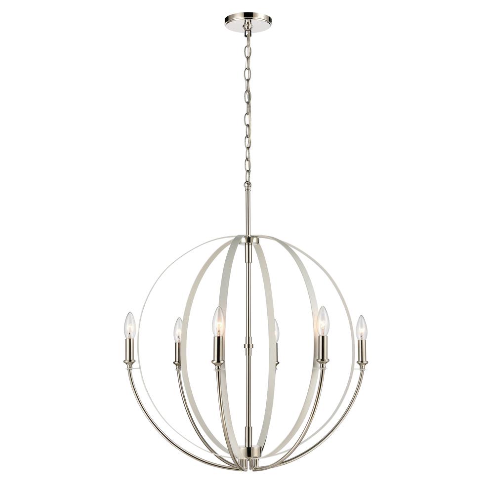 Rotunde 26'' Wide 6-Light Chandelier - Matte White. The main picture.