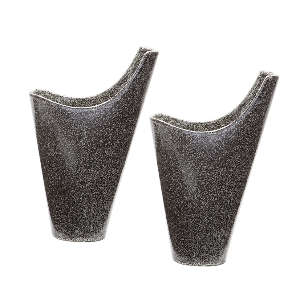 Reaction Filled Vases In Grey - Set of 2. Picture 1