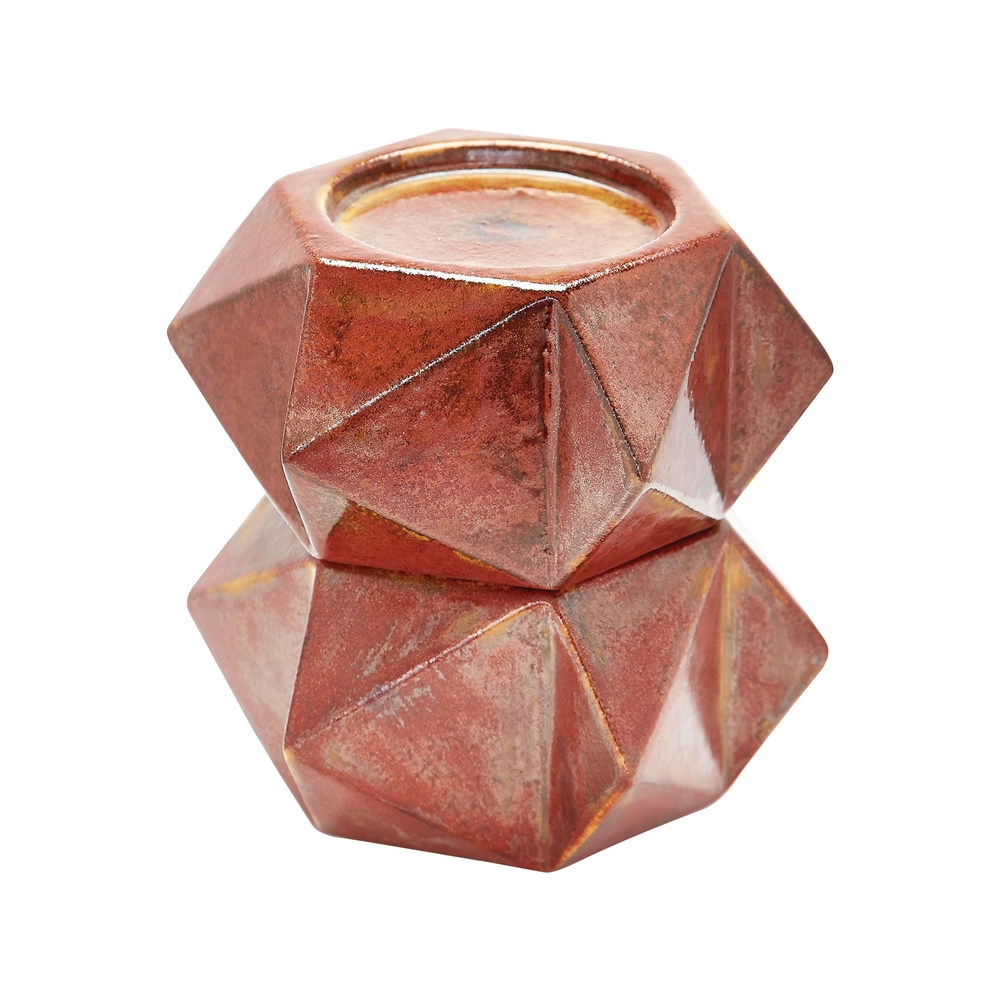 Large Ceramic Star Candle Holders In Russet - Set of 2. The main picture.