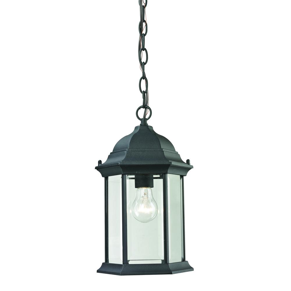Spring Lake 1 Light Outdoor Pendant In Matte Textured Black. The main picture.