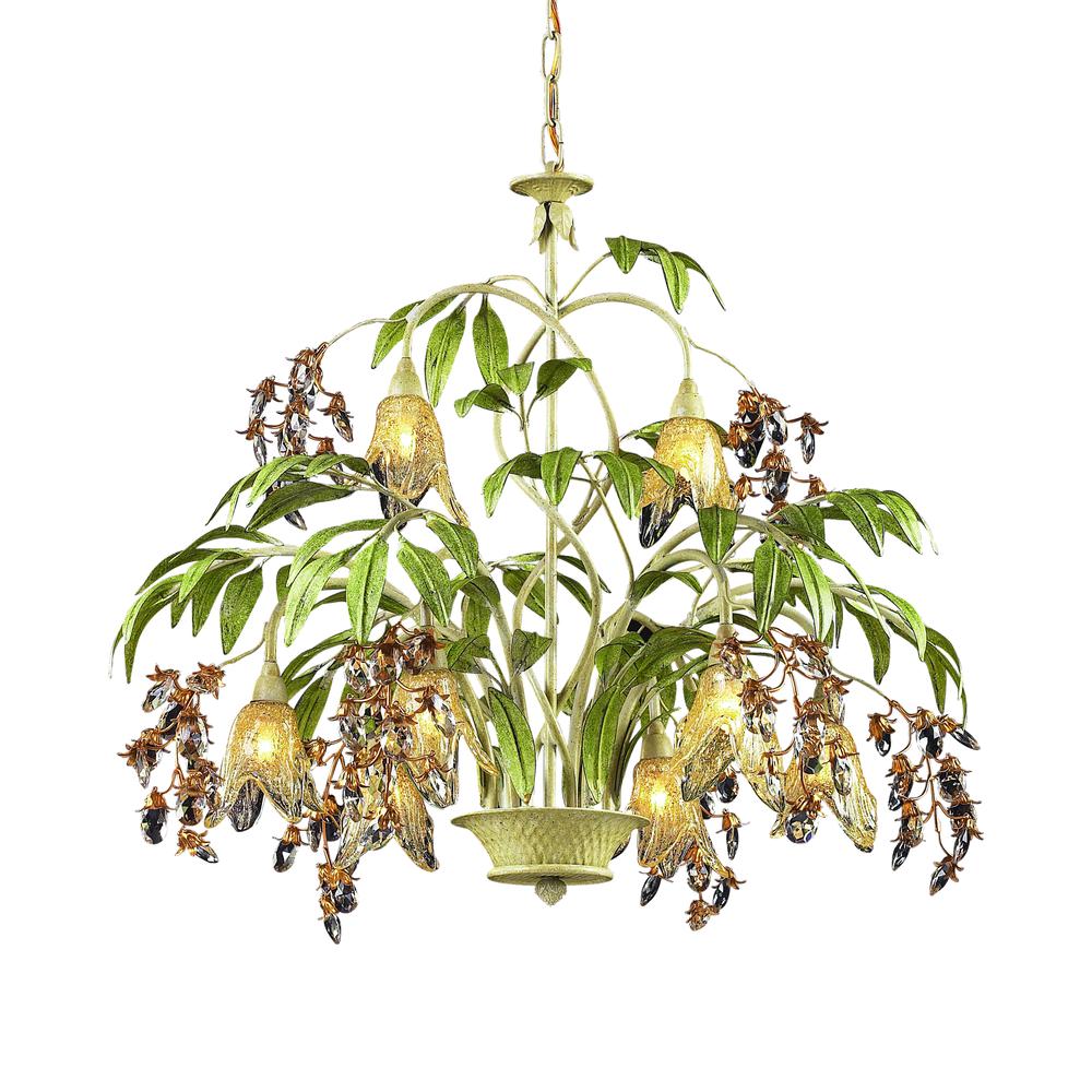 Huarco 8 Light Chandelier In Seashell And Green. Picture 1