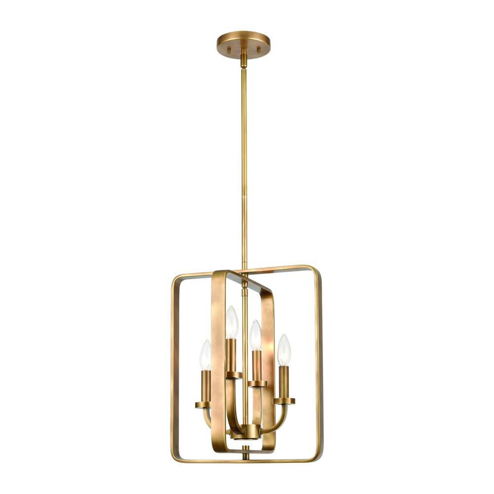Erindale 4-Light Pendant in Natural Brass. The main picture.
