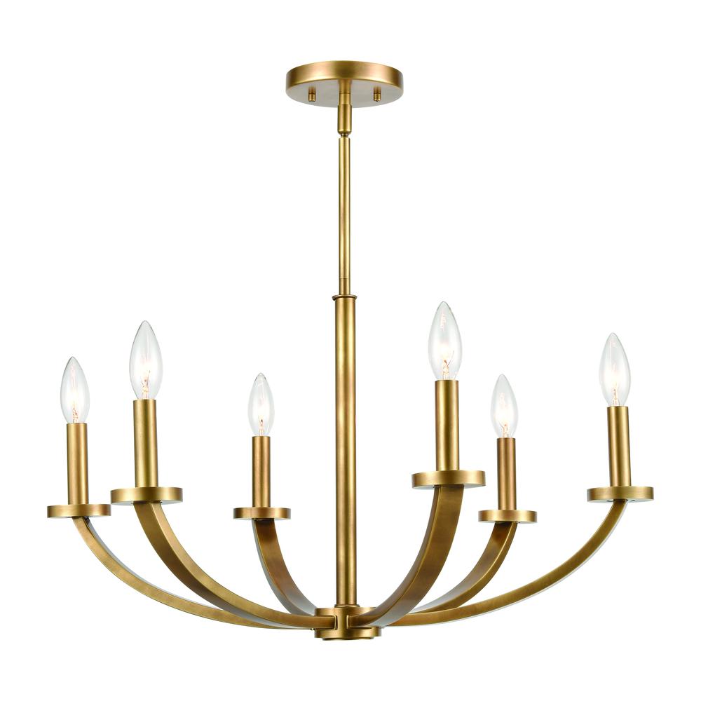 Erindale 6-Light Chandelier in Natural Brass. Picture 1