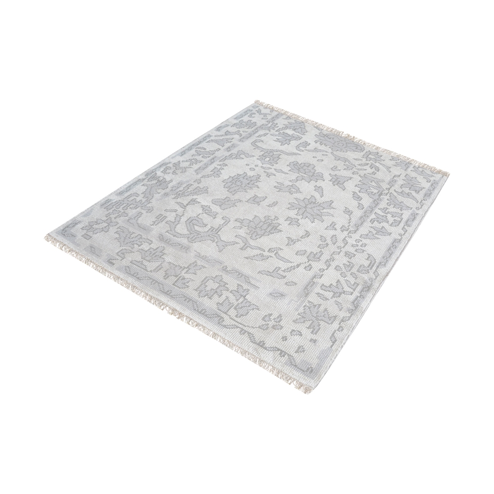 Harappa Handknotted Wool Rug In Silver And Ivory - 16-Inch Square. The main picture.