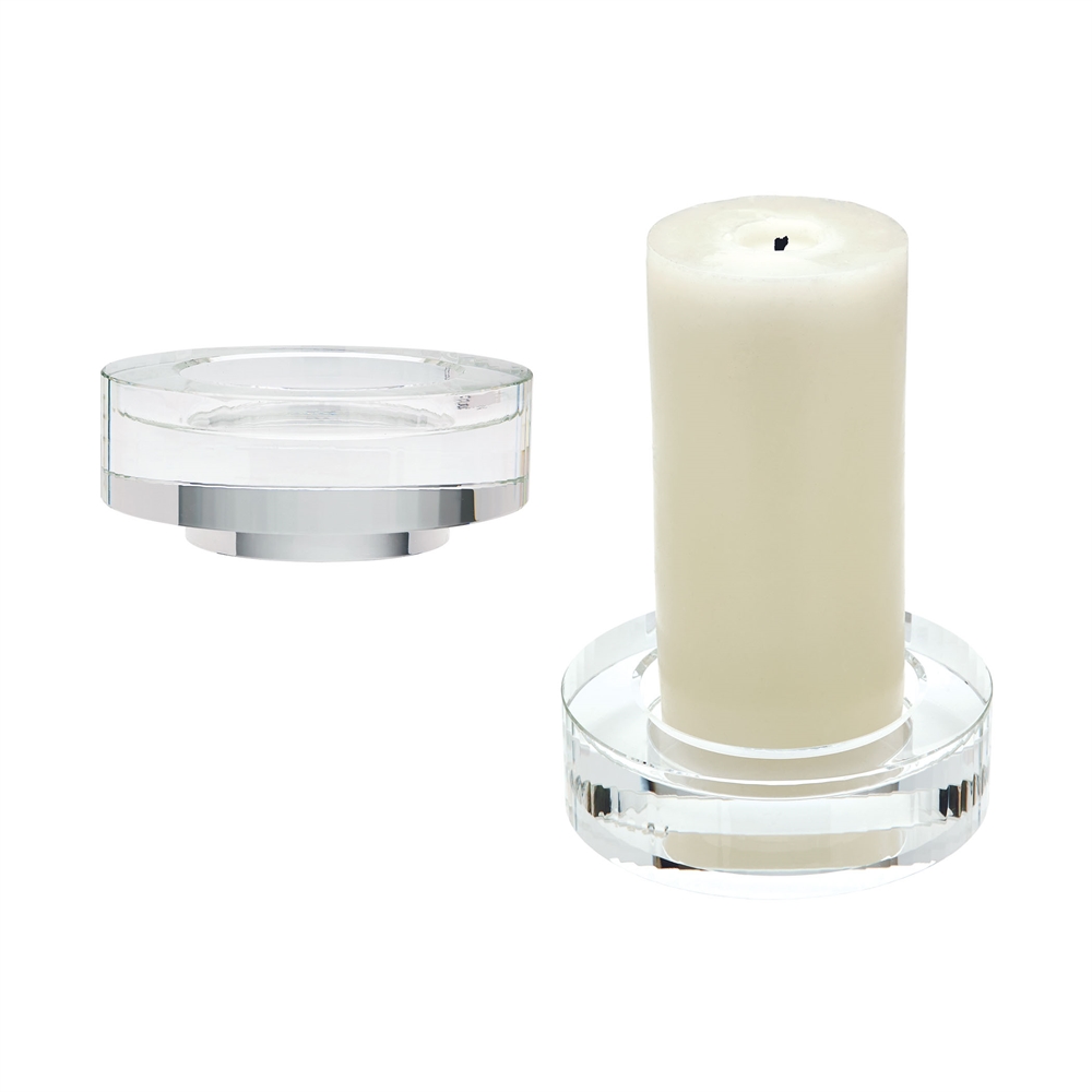 Fluted Crystal Candleholders - Set of 2. Picture 1