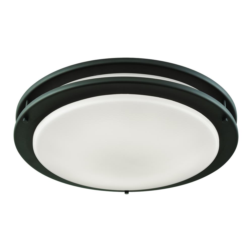 Clarion 15" LED Flush In Oil Rubbed Bronze With A White Acrylic Diffuser. The main picture.