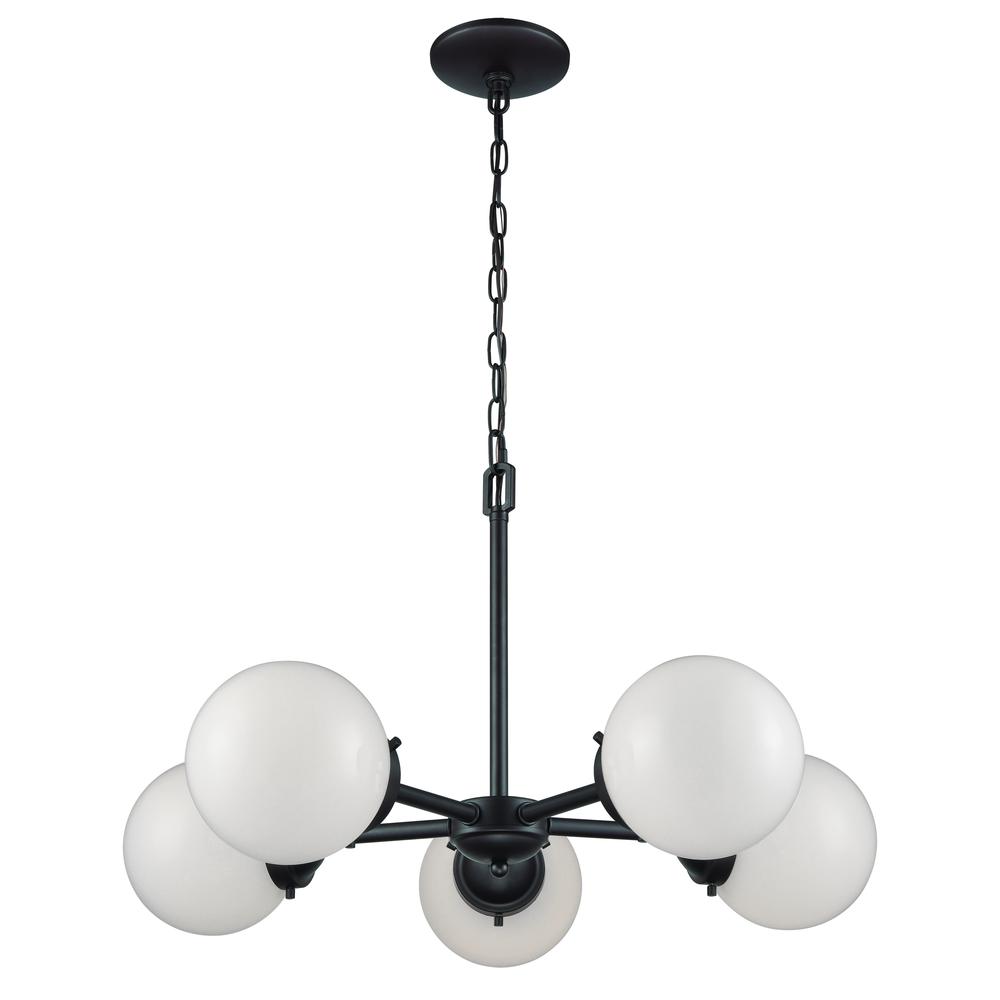 Beckett 5 Light Chandelier In Oil Rubbed Bronze With Opal White Glass. The main picture.