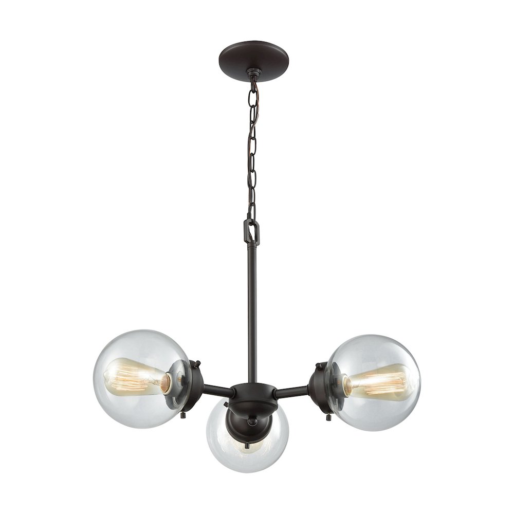 Beckett 3 Light Chandelier In Oil Rubbed Bronze With Clear Glass. Picture 1