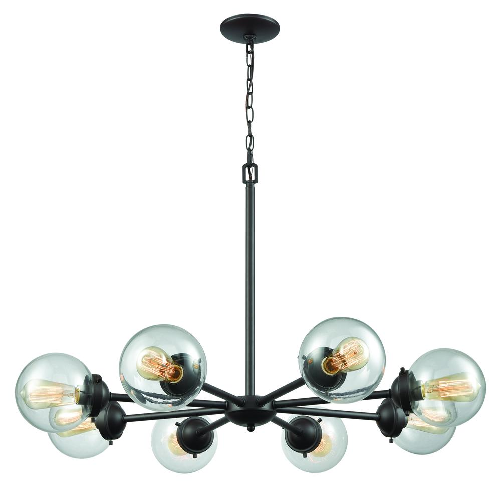 Beckett 8 Light Chandelier In Oil Rubbed Bronze With Clear Glass. Picture 1
