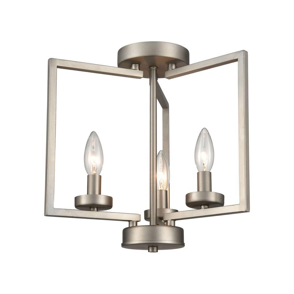 West End 14.5'' Wide 3-Light Semi Flush Mount - Brushed Nickel. Picture 3