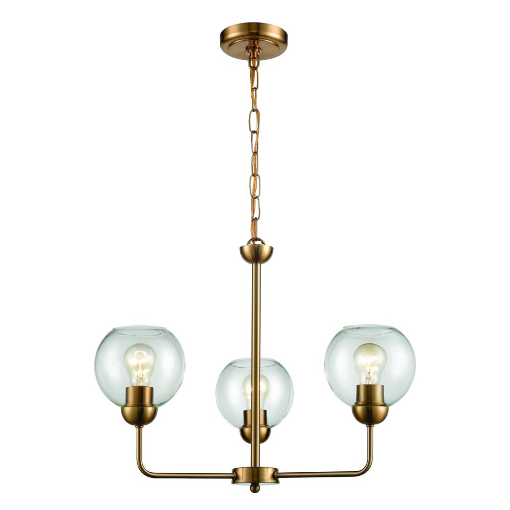 Astoria 23'' Wide 3-Light Chandelier - Satin Gold. The main picture.