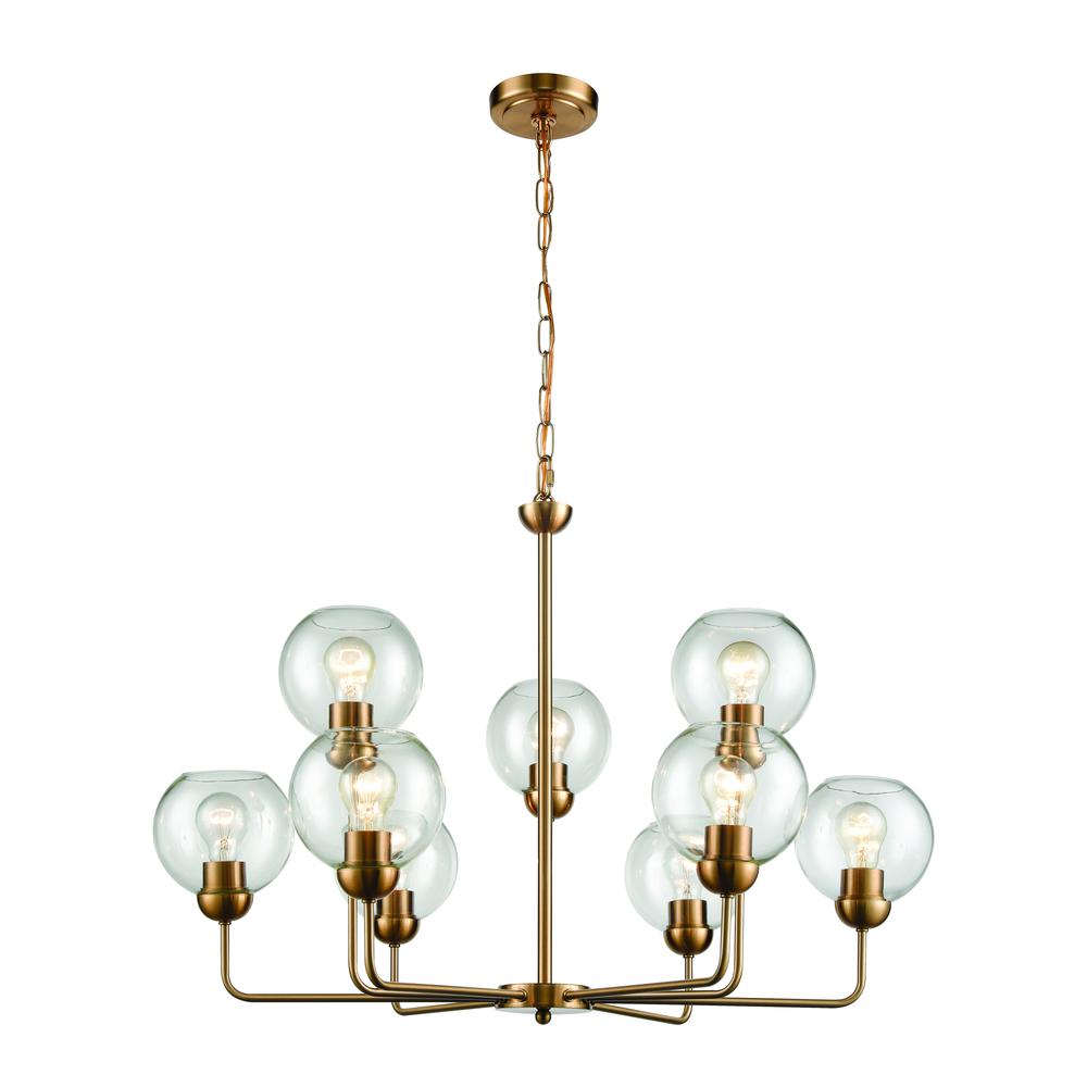 Astoria 32'' Wide 9-Light Chandelier - Satin Gold. The main picture.