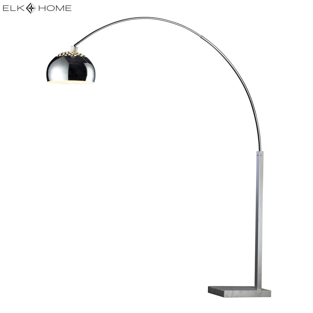Penbrook Arc Floor Lamp In Chrome With White Marble Base. Picture 7