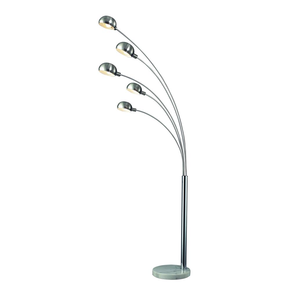 Penbrook Arc Floor Lamp In Silver Plating With White Marble Base. The main picture.
