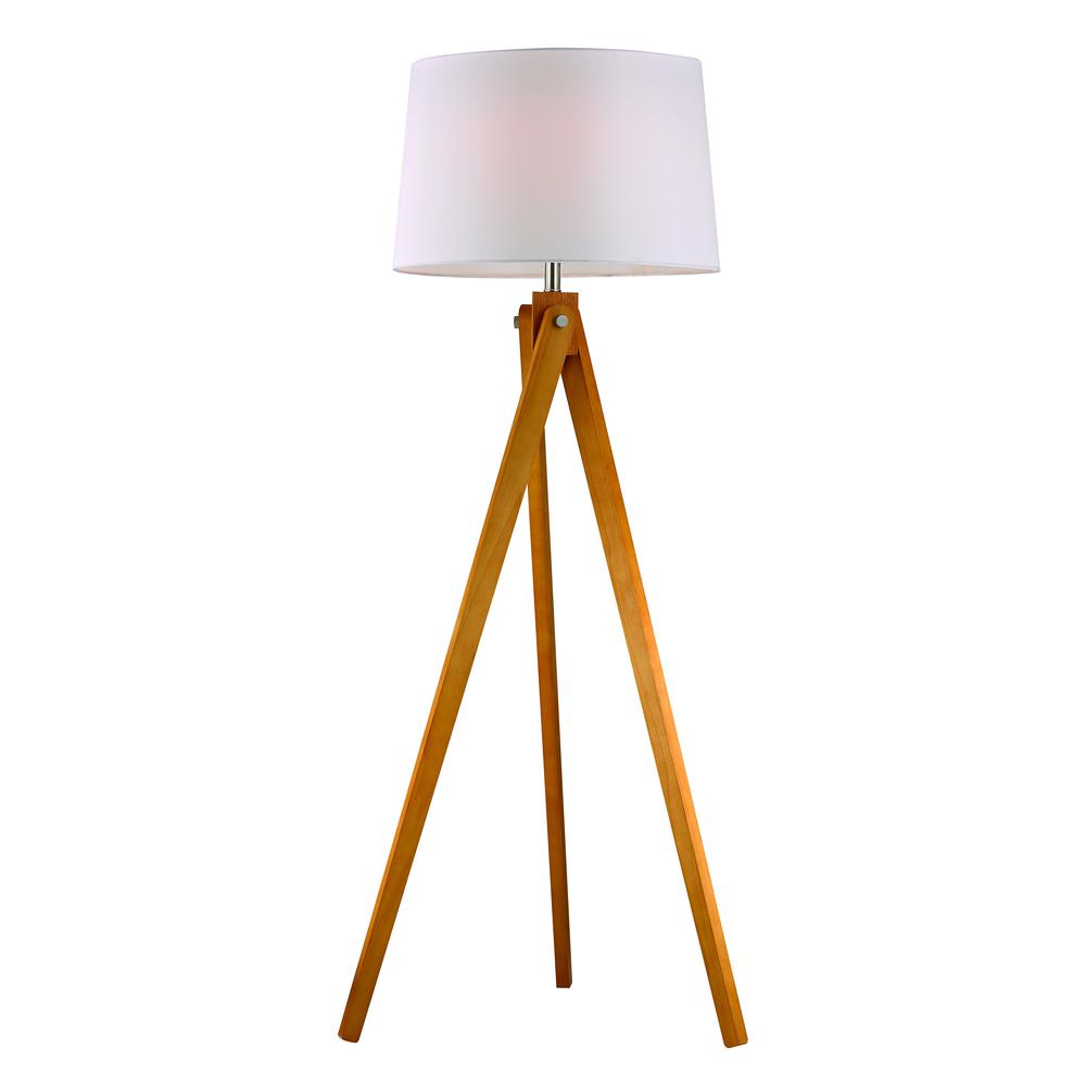 Wooden Tripod Floor Lamp in Natural Wood Tone. The main picture.