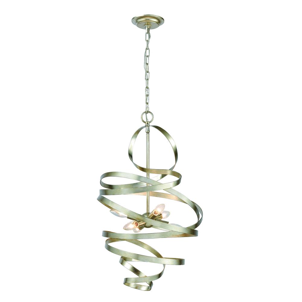 Gliss 17'' Wide 6-Light Chandelier - Silver Leaf. Picture 1