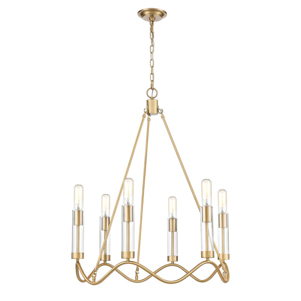 Celsius 27'' Wide 6-Light Chandelier - Satin Brass. The main picture.