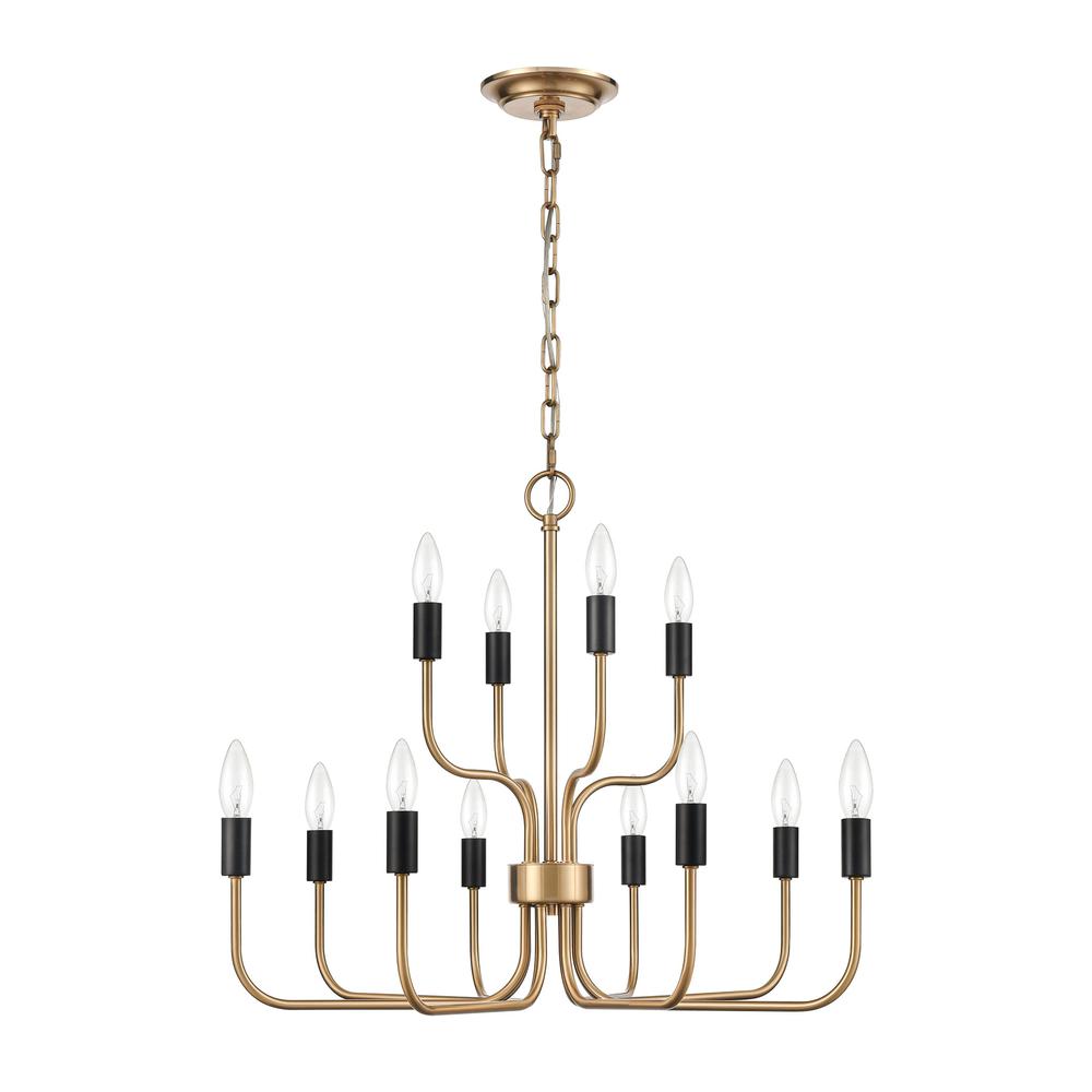 Epping Avenue 24'' Wide 12-Light Chandelier - Aged Brass. Picture 2