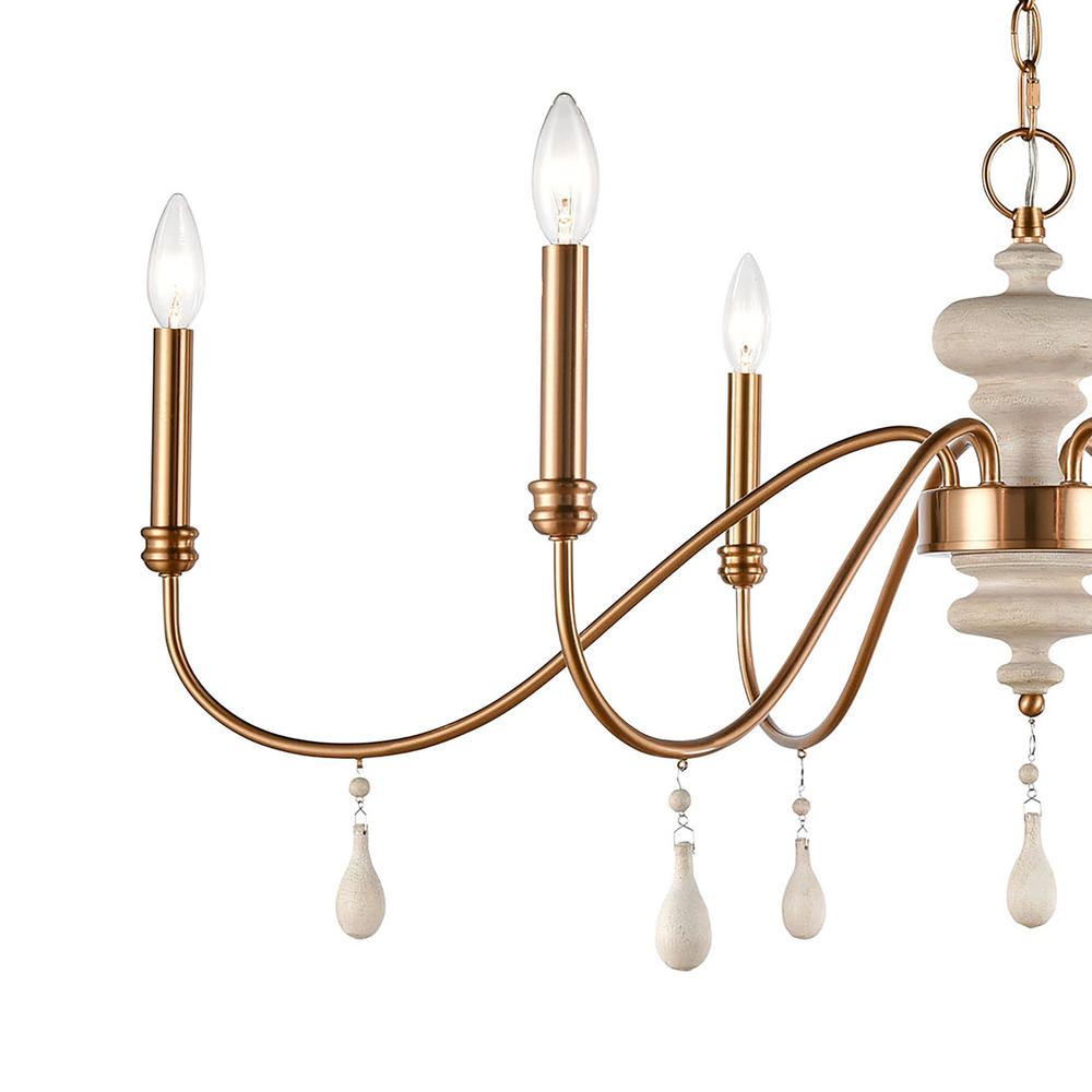French Connection 38'' Wide 6-Light Chandelier - Satin Brass. Picture 3