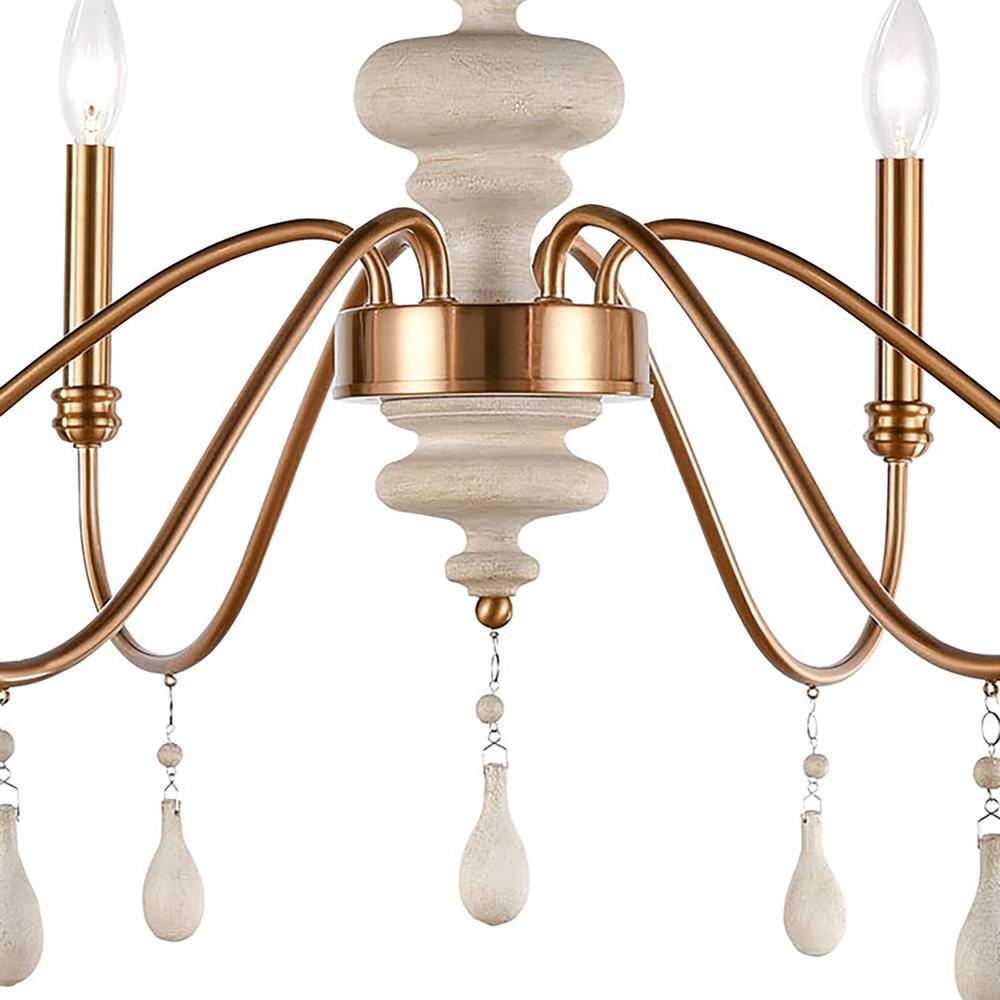 French Connection 38'' Wide 6-Light Chandelier - Satin Brass. Picture 4