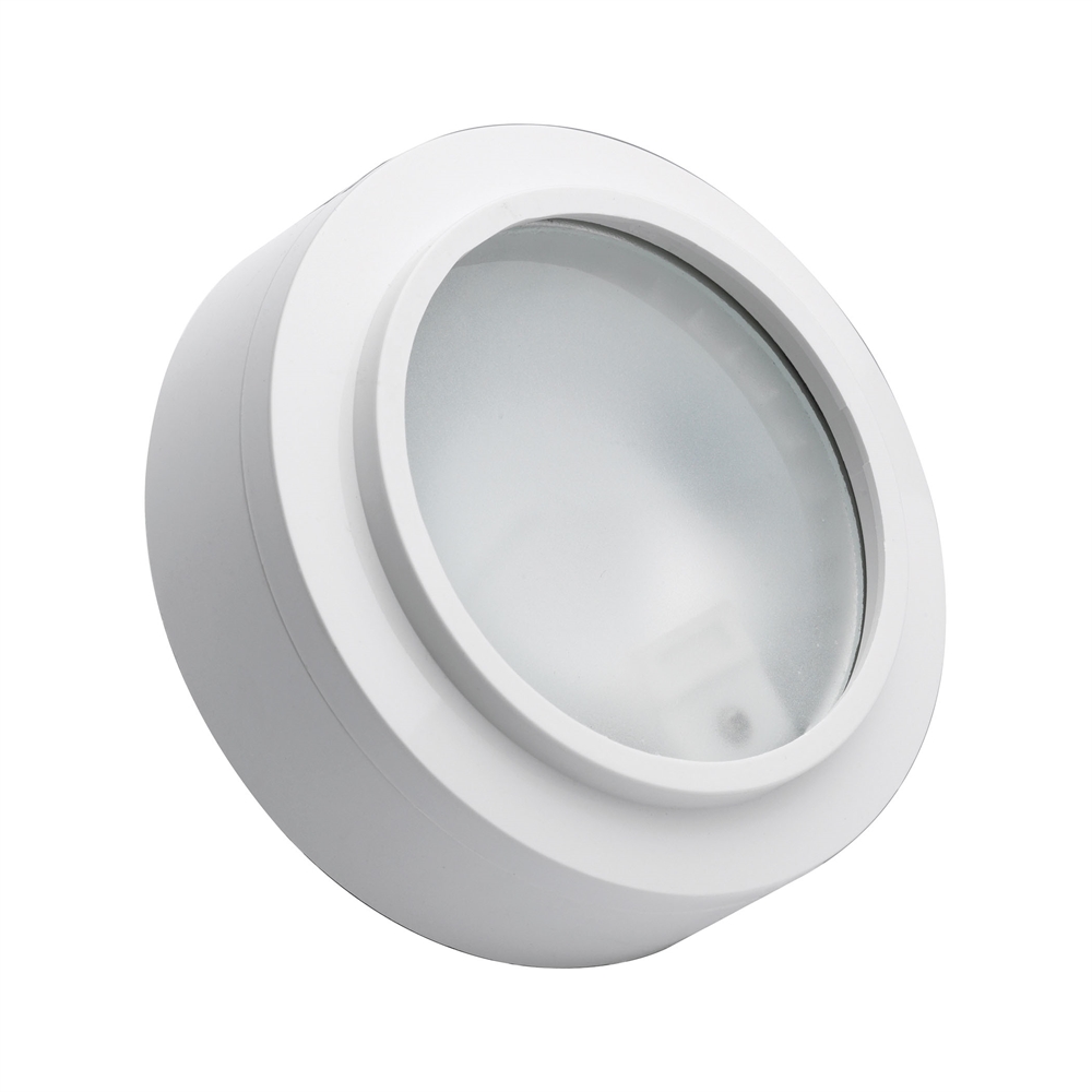 Zeepuk 1 Lamp Xenon Puk Light In White With Frosted Glass. Picture 1