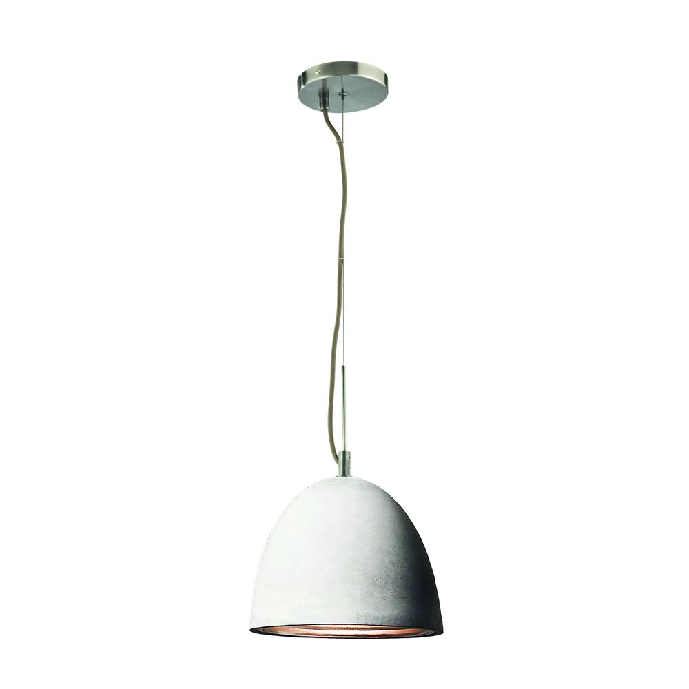 Castle 1 Light Pendant In Poured Concrete With Chrome Reflector - Small. Picture 1
