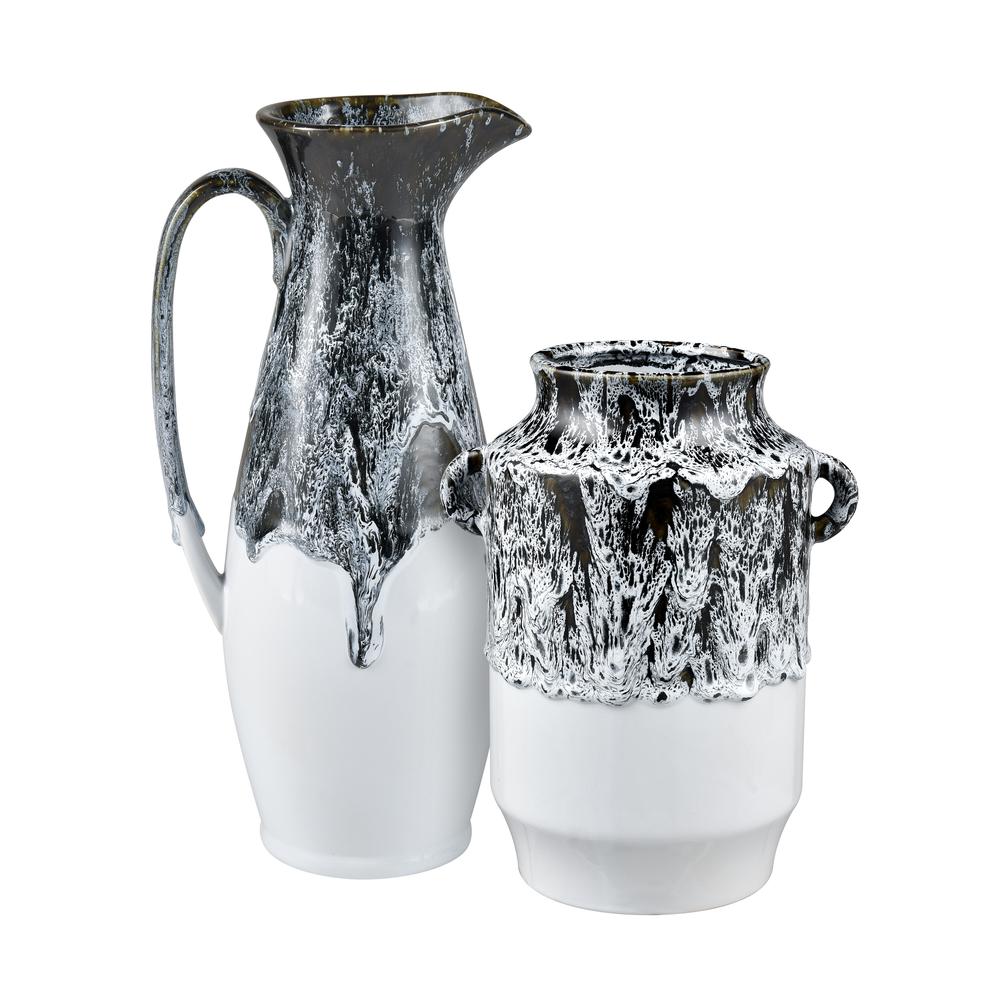 Gallemore Vase - Black and White Glazed. Picture 4