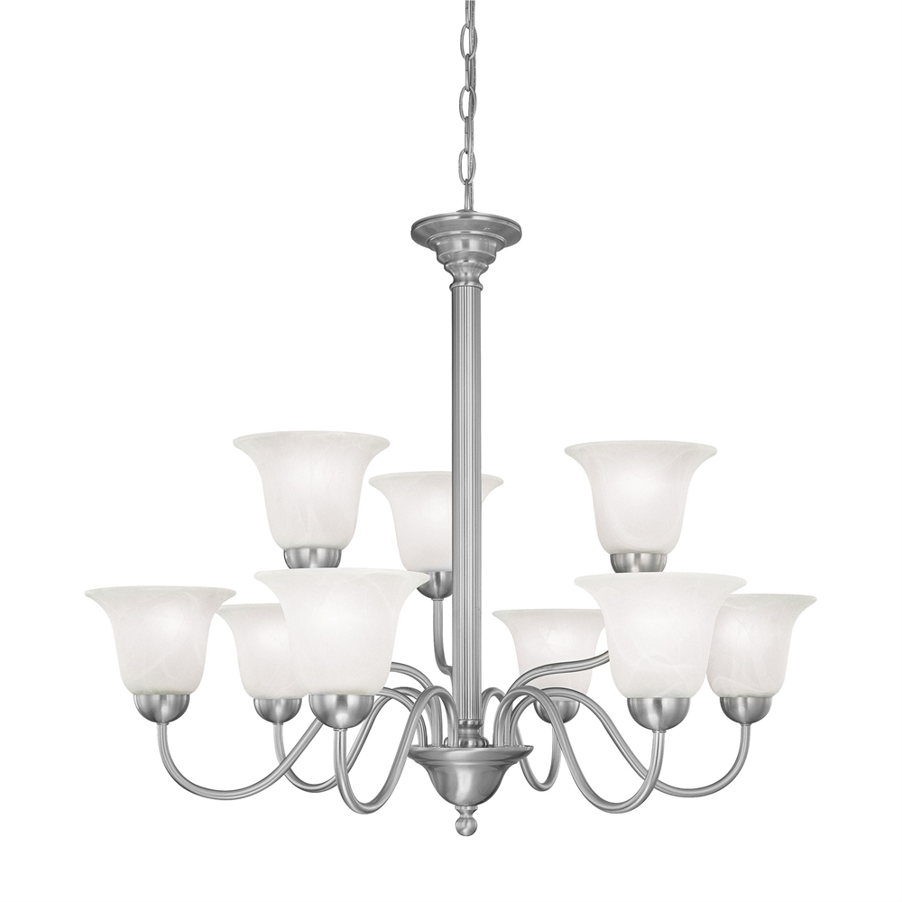 Riva Chandelier Brushed Nickel 9X60W 120. Picture 1