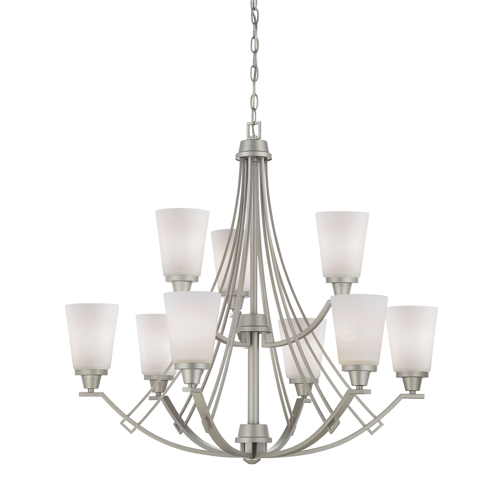 Wright Chandelier Matte Nickel 9X60W 120. The main picture.