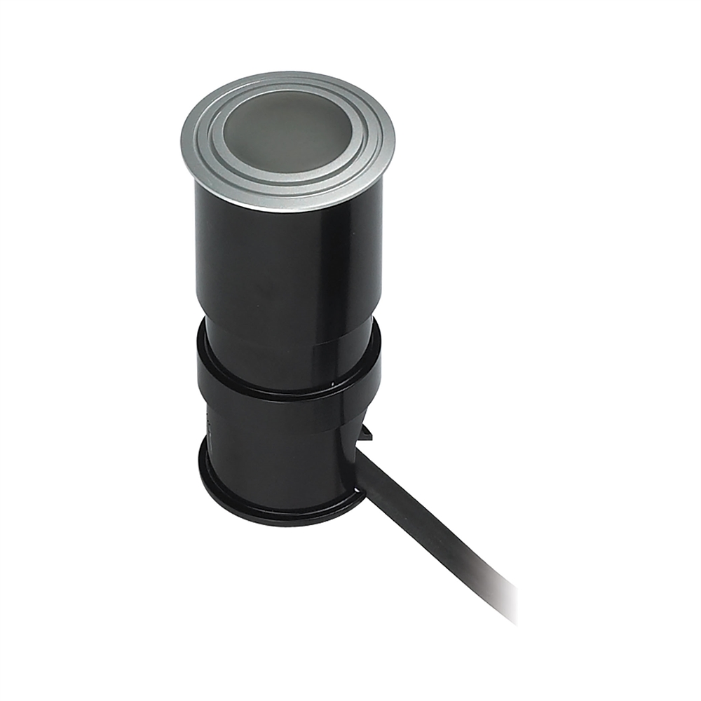 Wet Spot LED Button Light In Metallic Grey With Frosted Lens. Picture 1