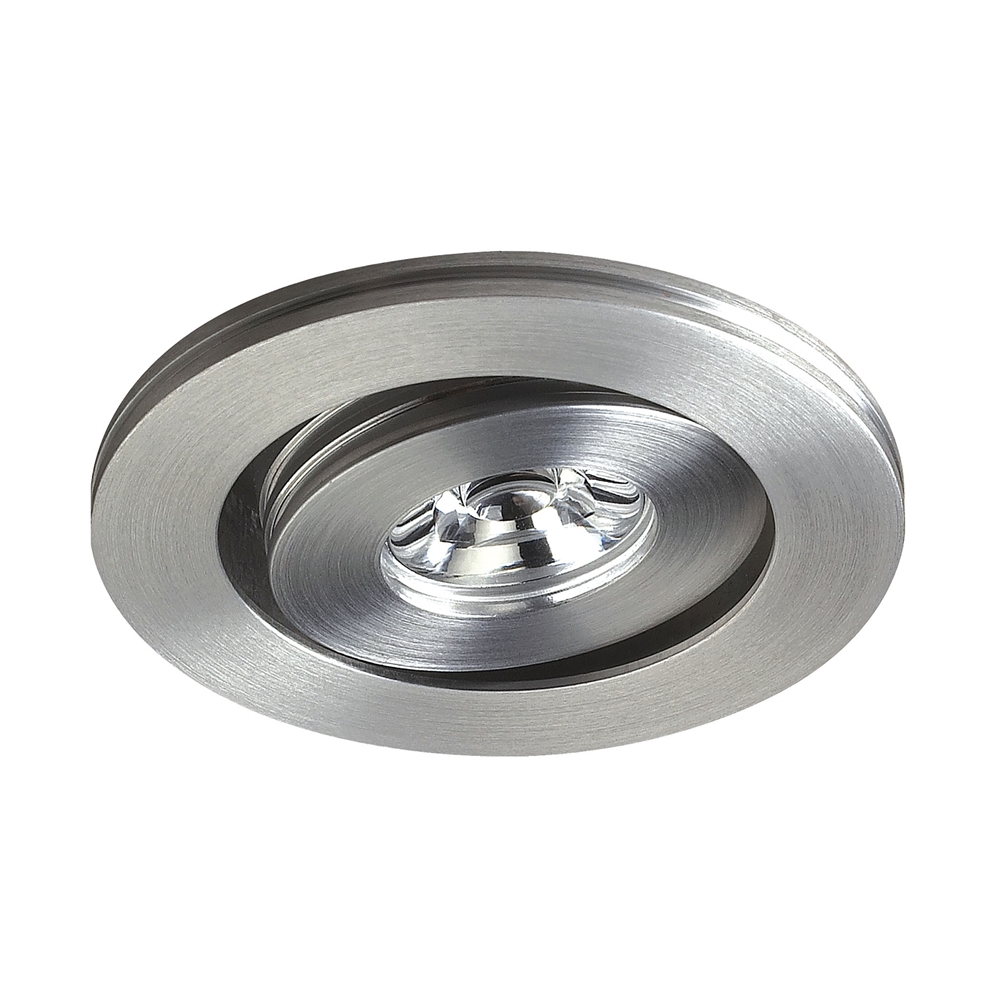 Saucer LED Button Light In Brushed Aluminum. The main picture.