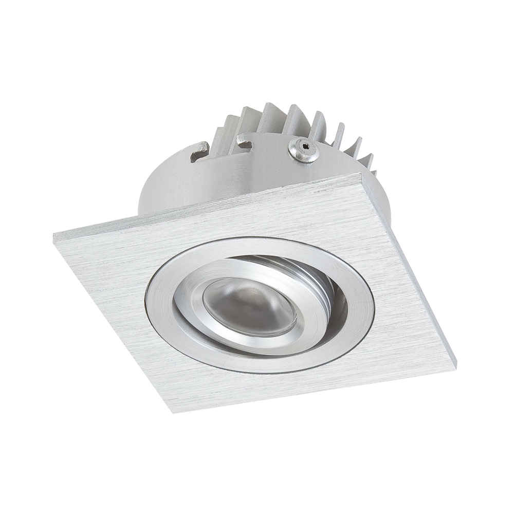 LED Squared 1 Light Directional LED Button Light In Brushed Aluminum. The main picture.