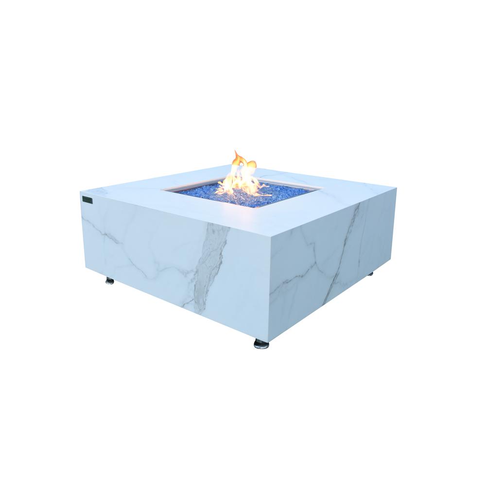 Bianco Marble Porcelain Fire Table Propane Assembly. Picture 2