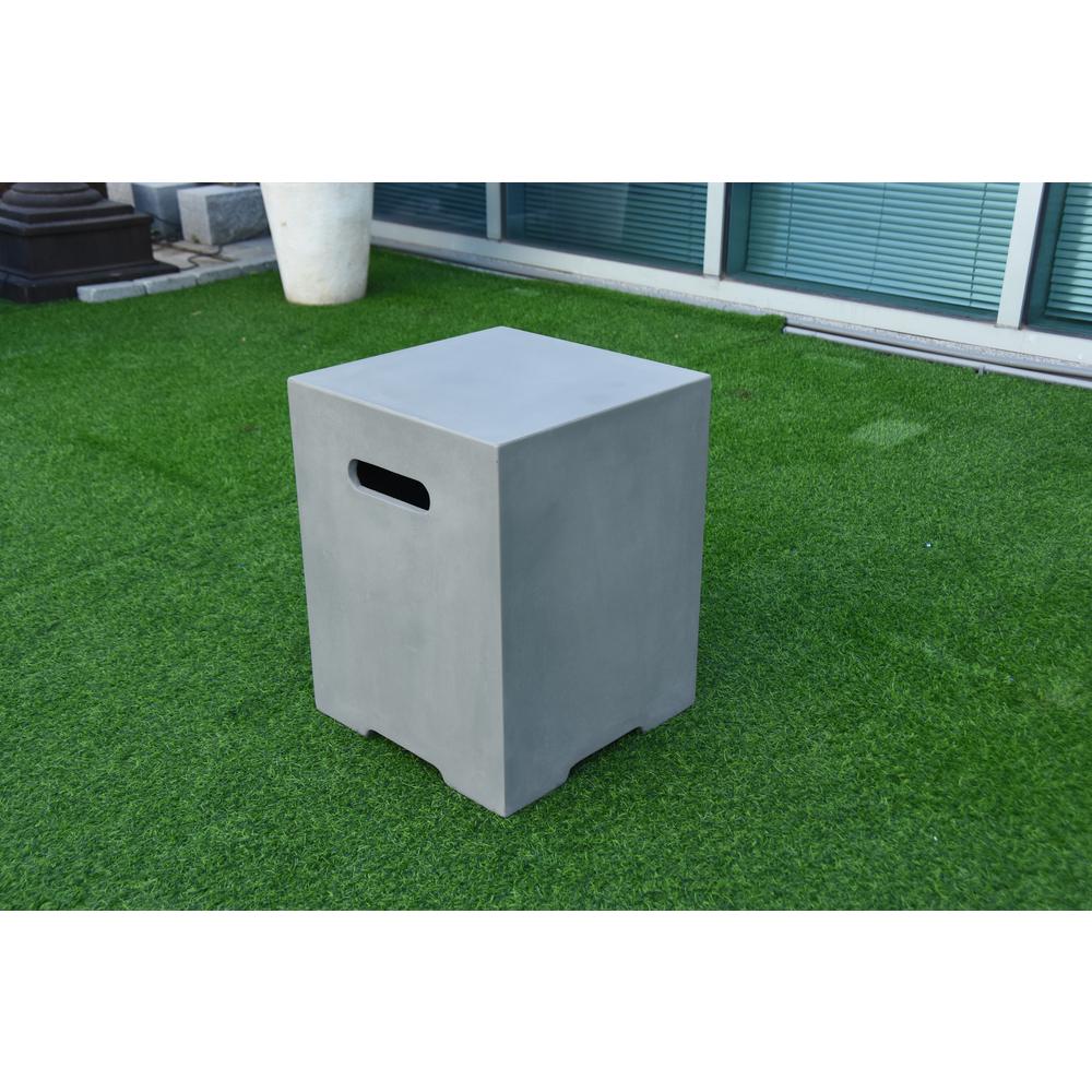 Square Tank Cover Match Granville Fire Table  Concrete Ligth Gray Color. Picture 2