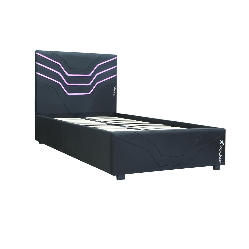 Cosmos RGB Gaming Twin Bed Frame with LED, Black, Twin. Picture 2