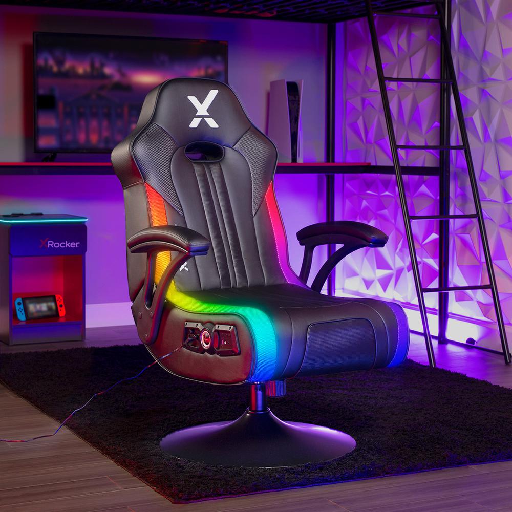 Torque RGB Audio Pedestal Gaming Chair with Subwoofer and Vibration, Black/RGB. Picture 2