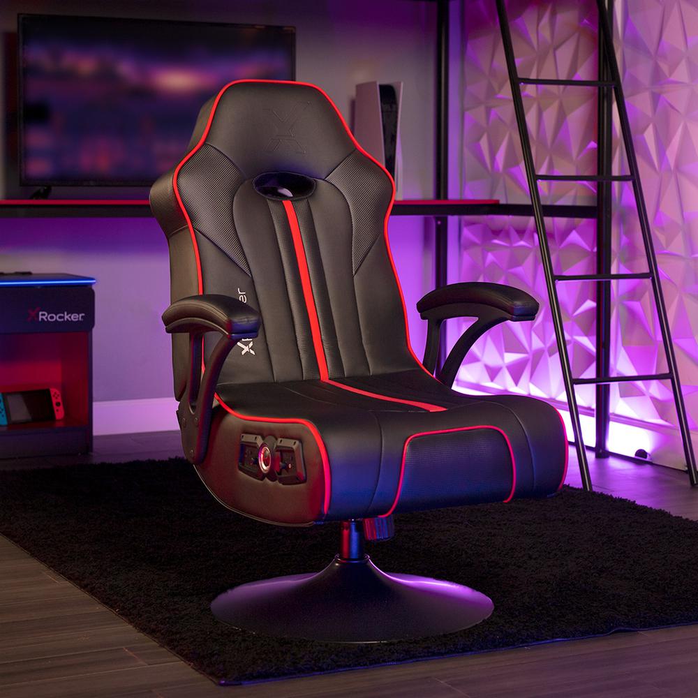 Bluetooth Audio Pedestal Gaming Chair with Subwoofer and Vibration, Black/Red. Picture 3