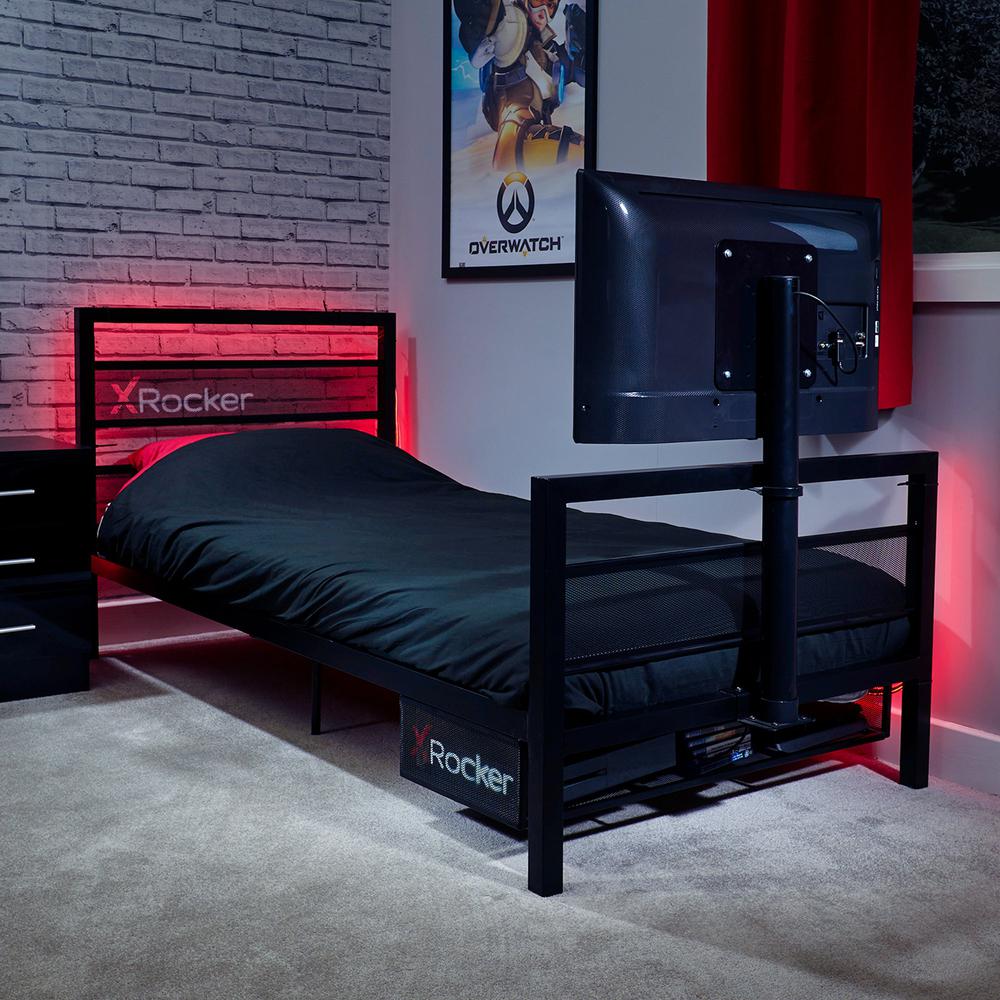 Basecamp Gaming Bed with TV Mount and Storage Drawer, Black, Twin. Picture 2