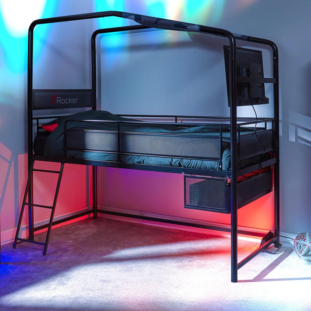 Contra Mid-Sleeper Gaming Bed with TV Mount, Black, Twin. Picture 7