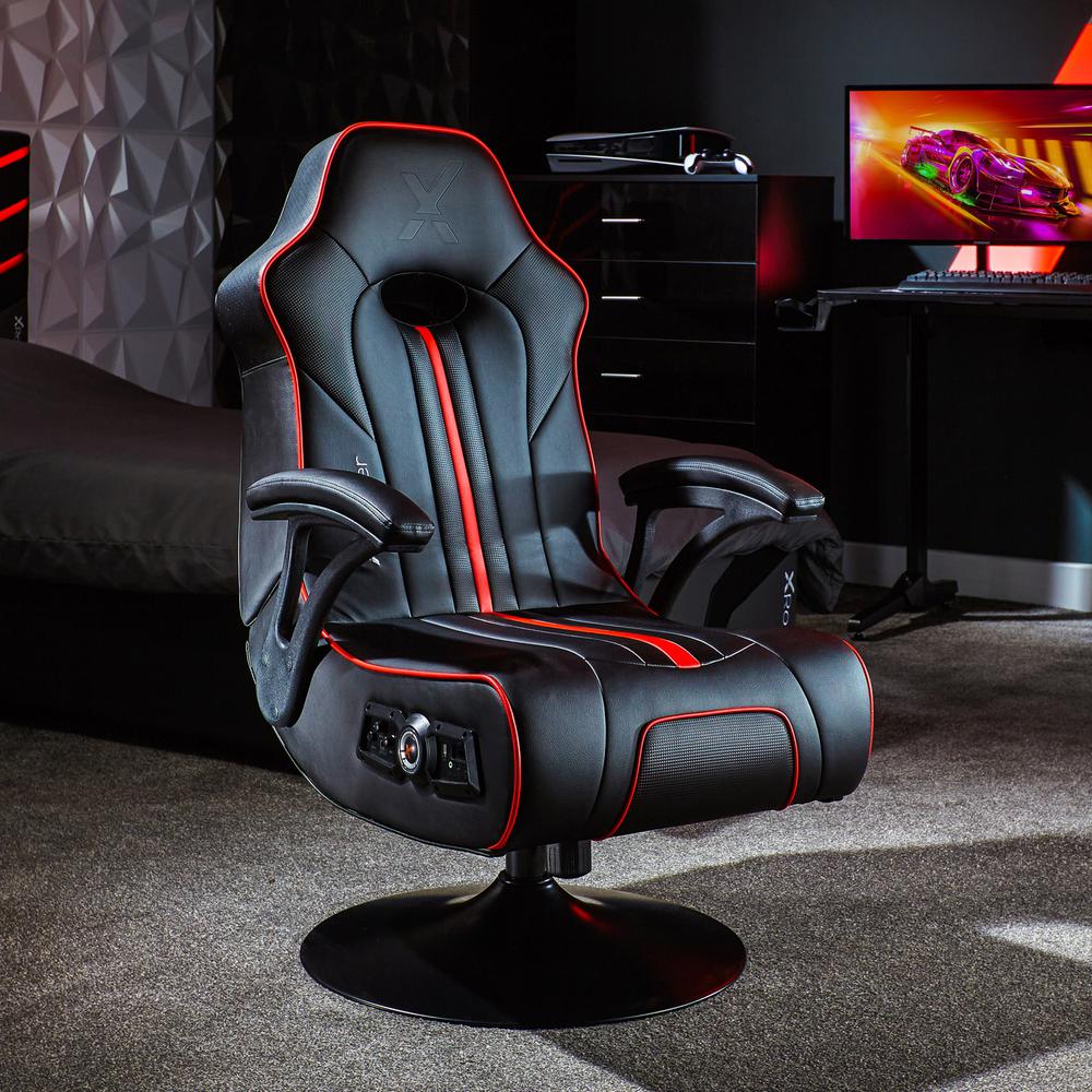 Bluetooth Audio Pedestal Gaming Chair with Subwoofer and Vibration, Black/Red. Picture 2