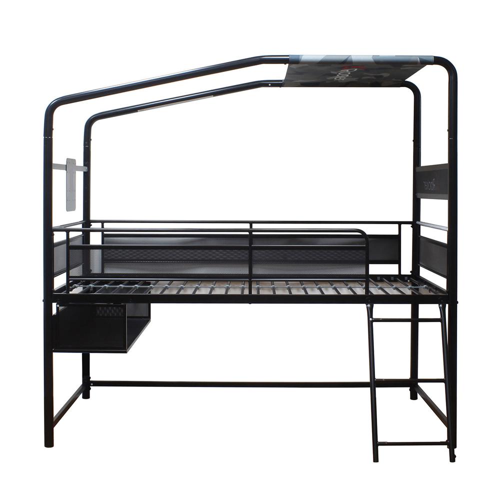 Contra Mid-Sleeper Gaming Bed with TV Mount, Black, Twin. Picture 1