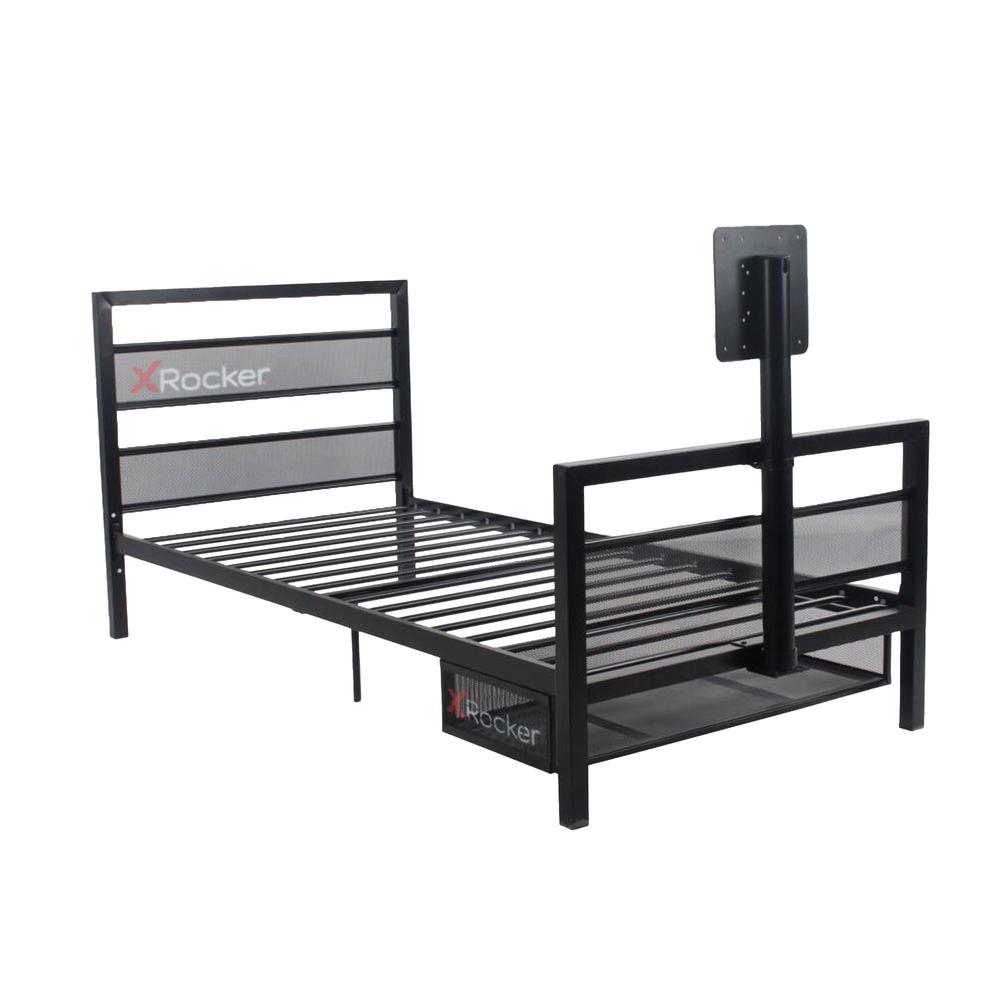 Basecamp Gaming Bed with TV Mount and Storage Drawer, Black, Twin. Picture 1