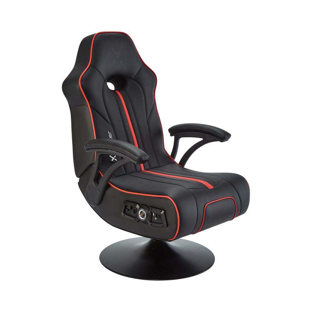 Bluetooth Audio Pedestal Gaming Chair with Subwoofer and Vibration, Black/Red. Picture 1