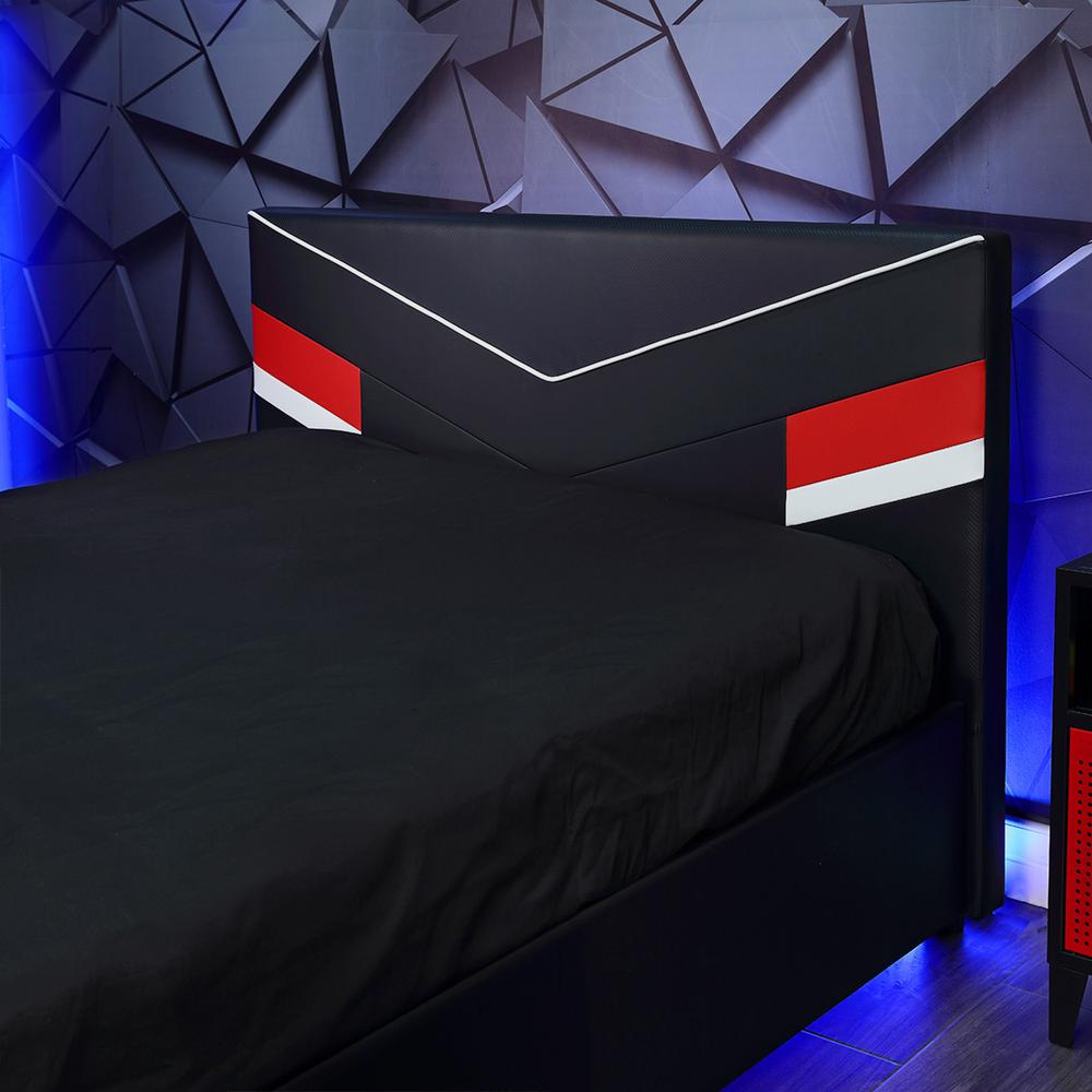 Orion eSports Gaming Bed Frame, Black/Red, Full. Picture 4