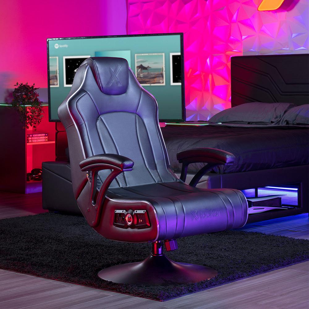 CXR3 LED Audio Pedestal Gaming Chair with Subwoofer, Black/LED. Picture 3
